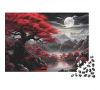 Paysage de la Lune de l'arbre Rouge Puzzle 1000 Pièces Educa Jouet Cadeau Unique De l'art De La Décoration intéressant Jeu Éducatif Challenge Toy Adultes & Enfants des 14 Ans 38x26cm/1000pcs