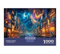 Paysage de la Ville 1000 Pièces Puzzle FamilialCosmic City with Chat pour Adultes Moderne Jeu Premium avec Défis Créativité Et CommeCadeau38x26cm/1000pcs