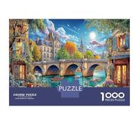 Paysage de la Ville de Nuit Puzzles Jouet Éduchatif 1000 Piece Paris Pont scène Jigsaw Puzzle Jeu De Famille Divertissement Créatif pour Adultes Et Enfants À Partir De 14 Ans 70x50cm/1000pcs