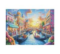 Paysage de la Ville des canaux de Venise Puzzle 500 Pièces pour Adultes Jeu De Challenge Educa Cadeau De Famille Décoration Moderne Détente Créative 500 PCS