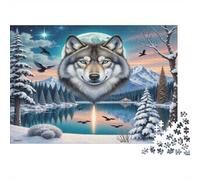 Paysage de Loup d'hiver 1000 Pièce Papier Écologique Puzzle Premium Adolescents Fans 12-18 Ans Formation De Concentration Joyeux Cadeau 38x26cm/1000pcs