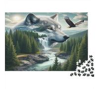 Paysage de Loups, Nature, Carton 100% recy ouble Exposition, Puzzle de 1000 pièces pour Adultes, Jeu éducatif Classique et Unique, 70 x 50 cm / 1000 pièces