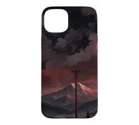 Paysage de Lune Rouge de Montagne d'hiver Coque pour iPhone 15 Plus