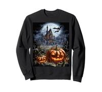 Paysage de Maison hantée avec citrouilles Jack O Lantern Sweatshirt