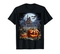 Paysage de Maison hantée avec citrouilles Jack O Lantern T-Shirt
