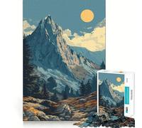 Paysage de Montagne avec Arbres et Soleil, Puzzle de 1000 pièces pour Adolescents, Wise Think Toy, Objet de Collection Artistique, Calme et Amusant (38x26cm)