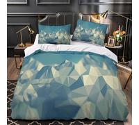 Paysage de montagne Housse de Couette Microfibre résistante 3D Imprimée Ultra Douce Conception low poly Parure de Lit Fermeture Éclair Hypoallergique Confortable for Filles Ado Single（135x200cm）