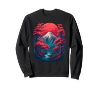 Paysage de Montagne, Lune Rouge, Nature, Paysage d'inspiration Japonaise Sweatshirt