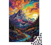 Paysage de Montagne psychédélique 1000 Pièces Stock De Cartes Premium Puzzle Premium Collecteurs Jeu Amusant Soulagement du Stress Cadeaux 52x38cm/1000pcs