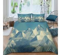 Paysage de montagnes Housse de Couette Facile d'entretien 3 Pièces 3D Imprimée Low poly style de design Linge de Lit avec Fermeture Éclair Respirante for Adulte Enfants Filles Single（135x200cm）