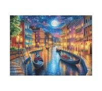 Paysage de Nuit de Ville de Canal de Venise Puzzle 500 Pièces pour Adultes Educa Vision Moderne Carton Épais Décoration Salon Activité Créative Cadeau Unique 500 PCS