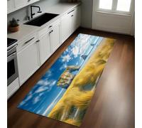 Paysage De Plage Tapis de Cuisine Plages de Sable, Dunes de Sable et prairies Lavable Doux Polyester 50 x 150 cm Tapis d’Entrée Absorbant Passage Couloir Facile à Nettoyer
