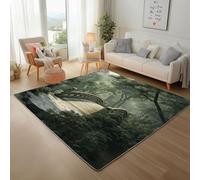 Paysage de Pont de Pierre Dans La Jungle Tapis pour Chambre 140x200cm Tapis Antidérapant Vert Jungle Naturel Doux au Toucher Décoration pour Salon, Cuisine, Lavable en Machine Descente de Lit