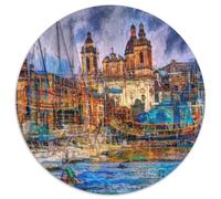 Paysage de Port Puzzle pour Adultes Puzzle 1000 Pièces Papier Bâtiment Historique Jeu de Puzzle 1000 Pièces Décor Maison Loisir Famille 1000pcs (67.5x67.5cm)