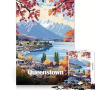Paysage de Queenstown,Nouvelle-Zélande Puzzle de 1000 pièces pour Adultes Bien-être Mental,Loisirs et Plaisir Bords Nets Cadeau de Noël Unique (38x26cm)