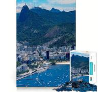 Paysage de Rio de Janeiro avec Le Christ Rédempteur Puzzle de 1000 pièces pour Adolescents Jeu de logique Solide Temps en Famille Bords Transparents Surprise chaleureuse (38x26cm)