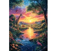 Paysage de rivière au Coucher de Soleil 300 Pieces Casse-tête Adolescent en Carton Rigide Rêve de Peinture à l'huile Conte de fées Difficulté Moyenne Activité Éducative Cadeau Fête des Mères Haute Q