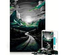 Paysage de Route de Montagne avec Ciel Nuageux Puzzle de 1000 pièces pour Adultes Jeu de réflexion et de Concentration Jeu Silencieux et Amusant Bords serrés Article Vœux du Père Noël (38x52cm)