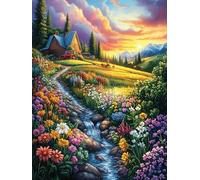 Paysage de ruisseau Fleuri 300 Pièces Puzzle Collectionneur en Carton Haute Qualité Peinture à l'huile Animaux et Plantes Haute Difficulté Décoration Murale Oeuvre d'art Cadeau Noël Premium 300 PCS