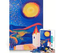 Paysage de Village ensoleillé Puzzle de 1000 pièces pour Adultes Cadeau Jeu de logique et d'adresse Anti-Stress Découpe précise Liste de souhaits du Père Noël 38x26cm