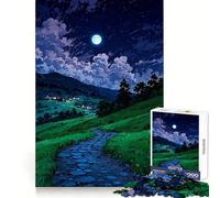 Paysage de Village Nocturne Puzzle 1000 pièces pour Adultes Jeu de réflexion Loisirs et Divertissement Qualité supérieure Joli présent (50x75cm)