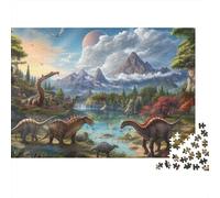 Paysage des Dinosaures Puzzle 1000 Pièces Carton Premium pour Couples, Entraînement De Concentration, Loisir en Intérieur, pour Habitants D’Appartements 70x50cm/1000pcs