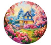 Paysage des Fleurs de Cerisier 1000 Pièces Puzzle Rond Puzzles Classiques Tableau Romantique Puzzle Ronds Créatif - Jeu Éducatif Activité Familiale Intéressants Cadeau Unique 1000pcs (67.5x67.5cm)