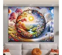 Paysage des quatre saisons Diamond Painting,5D Diamant Painting Kit Complet pour Adultes,Bricolage Carré Broderie Peinture Diamant Arts Strass Point de Croix Painting Maison Décoration 30x50 cm