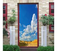 Paysage DéSertique 3D Portephoto Stickers, Amovible éTanche PVC Auto-adhésif Autocollants Porte, Bleu Porte Muraux Auto-adhésif Stickers pour Décoration Intérieure 73x205 cm