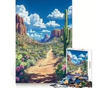Paysage désertique Serein ︰ Cactus et Nuages Puzzle de 1000 pièces pour Adolescents Améliore la mémoire Détente mentale Sharp Edge Cadeau créatif (38x52cm)