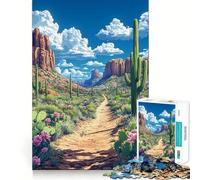 Paysage désertique Serein ︰ Cactus et Nuages Puzzle de 1000 pièces pour Adolescents, Jeu de logique, Jeu de Groupe, découpe de précision, Cadeau attentionné (50x75cm)