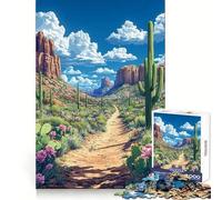 Paysage désertique Serein ︰ Cactus et Nuages Puzzle de 1000 pièces pour Adolescents, Jeu de logique, Jeu de Groupe, découpe de précision, Cadeau attentionné (50x75cm)