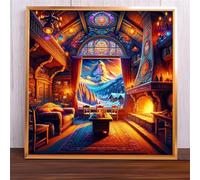 Paysage d'hiver Autour d'un feu Camp Puzzle 300 Pièces Adultes, 35x35cm DIY Puzzle Impossible Jeu de Création et Logique, Puzzles Classiques pour Adultes et Enfants de 12 Ans et Plus