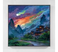 Paysage Diamond Painting Adulte, 5D Diamond Painting Nuage Peinture Diamant Adulte Enfant Bricolage Cristal Strass Point de Croix Broderie Diamant Kit Complet Pour Décoration Murale 30x30cm tb8-22r