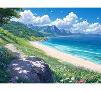 Paysage Diamond Painting Adulte, 5D Plage Broderie Diamant Painting Kit Complet, DIY Broderie Diamant Point de Croix Cristal Painting pour Tableau Decoration Murale, Cadeau Femme, 40x55 cm, Model 480