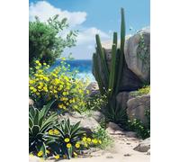 Paysage Diamond Painting Adulte, Bricolage 5D Diamond Painting Fleur Diamond-Painting Enfant DIY 5D Carré Diamond Dots Broderie Diamant Kit Complet, Décoration Chambre Intérieur Murale 40x50 cm 3-Z