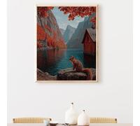 Paysage Diamond Painting Adulte, éCureuil 5D DIY Peinture Diamant Complet Set, Diamant Cristal Art Broderie Adultes Enfants Peinture Kit, pour Décoration Murale Maison Cadeau 30x40cm PjY8017 5-9