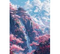 Paysage Diamond Painting Adulte Japon Diamond Painting, 5D DIY Diamant Art Set, Loisirs Créatifs Adultes Kit, Cristal Art Point de Croix Kit Peinture, Cheerful Painting Enfant, Cadeau Femme -TL63KZ