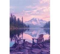 Paysage Diamond Painting Adulte, Montagne Diamond Painting, DIY Round Rhinestone Crystal Point de Croix complet kit, 5D Mosaic Art Kit Pour Enfant et débutants, Murale Décoration 90x120cm 0U-115