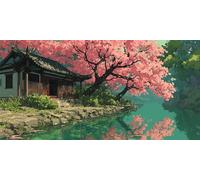 paysage Diamond Painting Adulte rose Peinture Diamant Point de Croix Kit Complet Diamond Painting Adulte Grand Format 5D DIY Cristal Art Canevas, pour Maison Murale Décoration, 20x40cm a-150