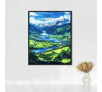 Paysage Diamond Painting Adulte ValléE Diamond Painting Broderie Diamant Cristal Art Kits, DIY Peinture Diamant Strass Point de Croix Kits, pour Décoration Murale Maison, Cadeau 70x95 cm PJY9 N-Z