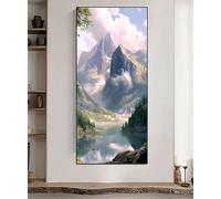 Paysage Diamond Painting Adulte XXL 195x65cm, Bricolage Diamond-Painting Montagne Loisirs Créatifs Adultes Kit Complet, 5D Strass Broderie Painting Diamant pour Murale Maison Décoration, Cadeau 0R-875