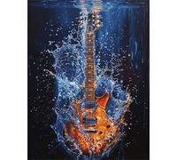 Paysage Diamond Painting Complet Kits, Diamond Painting Adulte, Diamant Strass Instrument De Musique Diamant painting Kits, Complet Rond Diamond Painting Point de Croix Cristal Painting 30x40cm ME-676