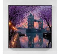 Paysage Diamond Painting Tower Bridge Diamond Painting Adulte, 5D Broderie Diamant Kit Complet, Bricolage Cristal Strass Point de Croix Artisanat Débutant, Tableau Decoration Murale 60x60cm sc7-y7