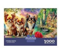 Paysage du Chihuahua Puzzle 1000 PiècesChihuahua Trio pour Passionnés Carton Résistant À l'usure Stimuler l'esprit pour Cadeaux De Remerciement 38x26cm/1000pcs