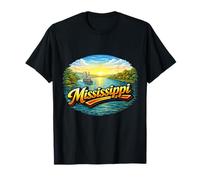 Paysage du Coucher du Soleil du fleuve Mississippi T-Shirt
