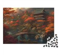 Paysage du Temple d'automne Puzzle 1000 Pièces Carton Premium pour Couples, Entraînement De Concentration, Loisir en Intérieur, pour Habitants D’Appartements 38x26cm/1000pcs