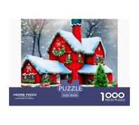 Paysage enneigé de Noël Puzzle 1000 Pièces - Challenge Zen, Carte Géographique À Assembler, Poster Inclus, Cadeau Éducatif, 70x50cm/1000pcs