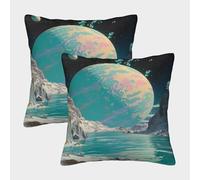 Paysage exoplanétaire - Sci-FI Paysage Cosmique Housse Coussin 2 Pièces Art Taie d'oreiller Décor Confortable Taies d'oreiller pour Salon Maison De Campagne 40x40cm