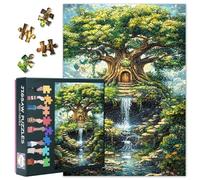 Paysage Fantaisie avec Enchanteur Cabane d'arbre et Cascade Puzzle de 1000 pièces pour Adultes Puzzle Défi Art pour Détente et Soulagement du Stress 70 x 50 cm